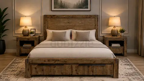 Modern Design Wooden Queen Size Bed Set