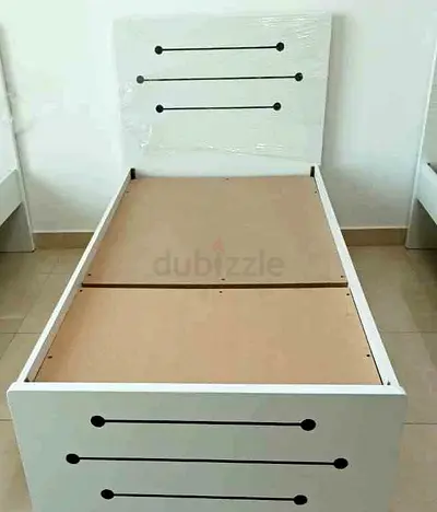 Single white wooden bed frame with headboard (good condition)