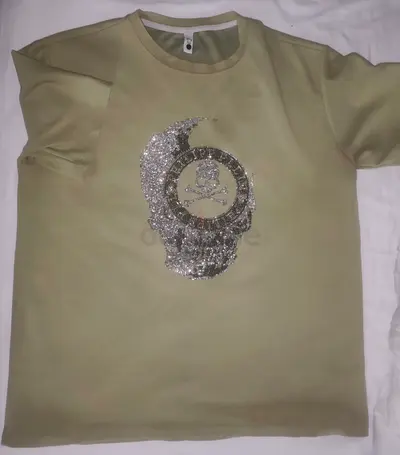 Philip Plein T-shirt with sequin crystal skull emblem