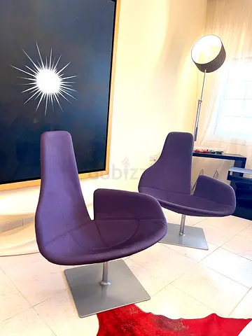 Two Moroso Fjord Swivel Armchairs, Shell collection