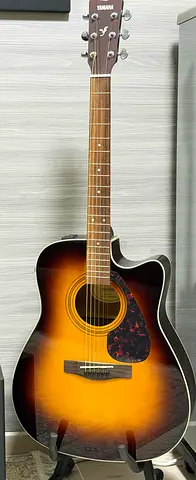 Yamaha FX370C Acoustic Electric Guitar, Tobacco Sunburst with foldable Guitar stand