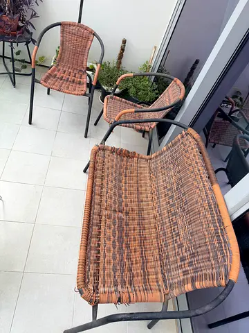 Set of One Outdoor Wicker Patio Chairs with Metal Frame — Used Condition
