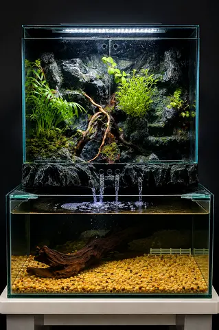 Premium Handmade Paludarium with Waterfall & Hidden Sump Filter