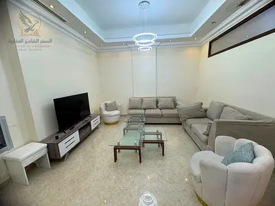 Furnished three-bedroom apartment in Al Rawda 3, new furniture, three bathrooms, fully equipped, near Emirates Sea, including bills and internet, easy