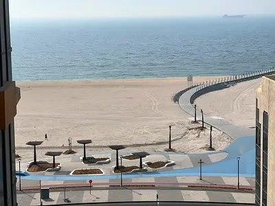 Luxury apartment on Ajman Corniche, sea view_first row on Ajman beach_45,000 AED in 6 installments