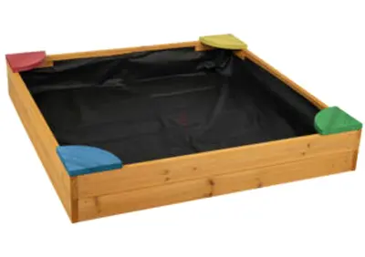 Brand New PlayTive Kids Wooden Sandbox with 4 Built-In Corner Seating