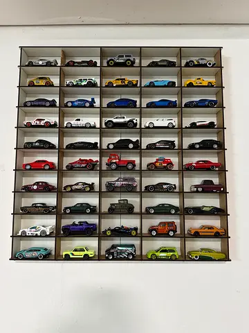 Collection of 50 Hot Wheels / Diecast Toy Cars with Display Rack