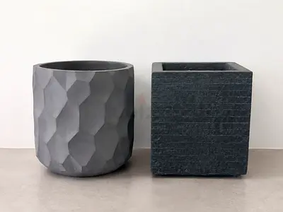 Modern ceramic Grey Garden Planters Set of Two