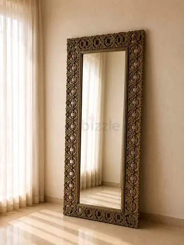 Full-Length Ornate Carved Wooden Floor Mirror