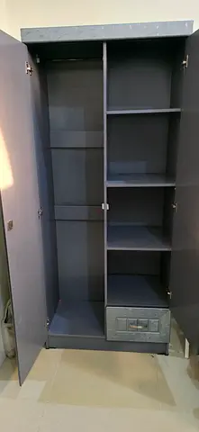 Wall-mounted storage cabinet with shelves (used) - grey finish