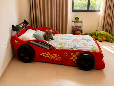 Red Race Car Toddler Bed - Single, Fun Car Design