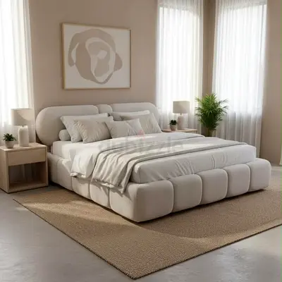 Modern upholstered king bed with matching