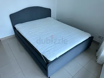 Queen Double Bed (160×200) + 2 Storage Drawers + IKEA MORGEDAL Mattress – Excellent Condition