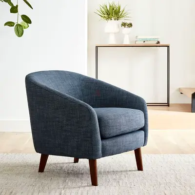 Comfortable Modern Blue Upholstered Accent Armchair