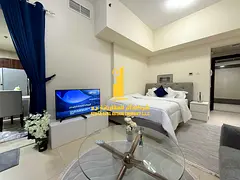 Furnished separate kitchen studio with balcony and open view for monthly rent in Ajman - Al Jurf 2 -