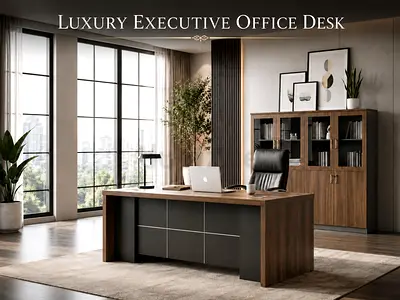 Luxury L-Shape Executive Office Desk with Storage – Manager Table for UAE Offices