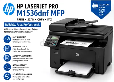 HP LaserJet Pro M1536dnf MFP - Printer, Scanner, Copier, Fax (Monochrome)