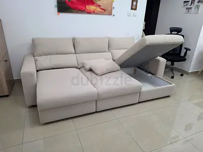 Almost New Condition IKEA Eskilstuna L Shape Sofa bed with storage beige