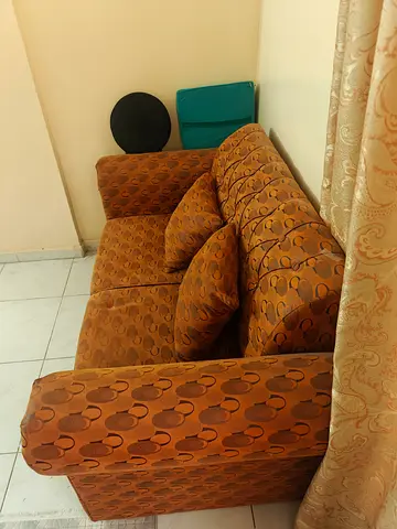 Combo offer- 2 seater + 3 seater patterned fabric sofa in good used condition