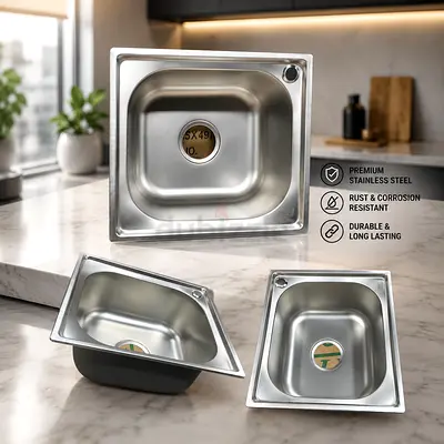 Stainless Steel Single Bowl Kitchen Sink - Brand New. Size-42x37