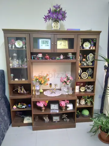 Large Wooden Entertainment/Display Unit with Glass Cabinets - Good Condition