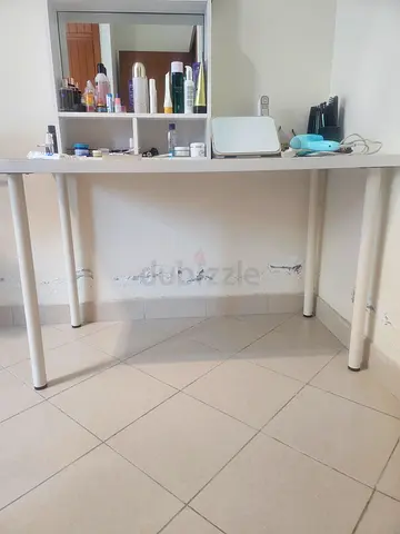 Simple white study/console table — used, sturdy