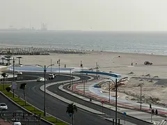 Two-bedroom apartment with a living room for annual rent on Ajman Corniche - first row on the sea, a