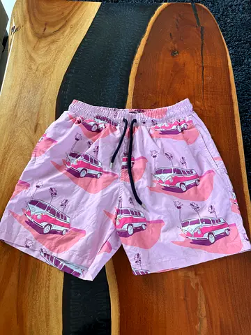 Pink Printed Men's Swim Shorts — Size M