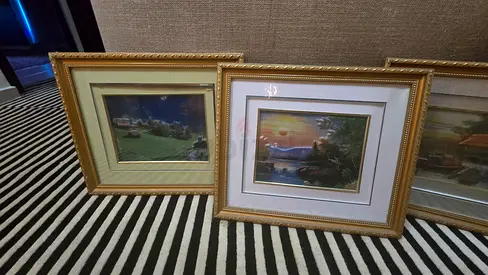 Set of 4 Framed Landscape Prints with Gold Moulding