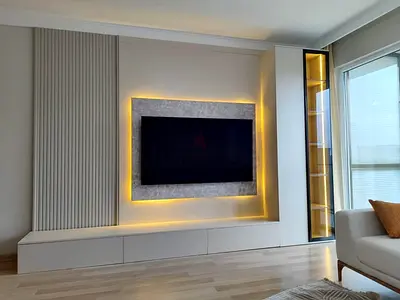 Built-in modern TV entertainment unit with LED backlight
