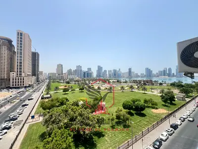 ارخص غرفتين وصالة اطلالة بحرية ببلكونة مع شهر مجانا في أجمل ابراج الشارقة شامل جميع الخدمات بتشطيب حديثة ومساحات واسعة.