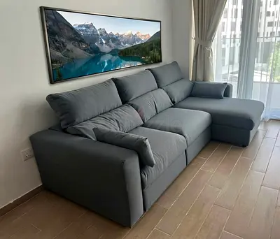 Stylish L-Shape Sofa Bed with built-in storage. Left-hand and right-hand options available. Comforta