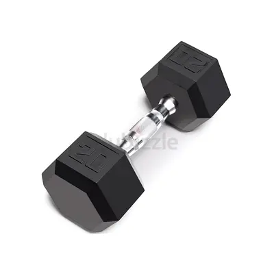 Rubber Hex Dumbell 20 Lbs Black - Brand New