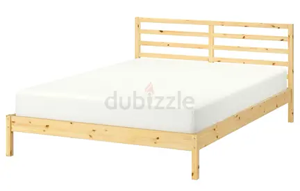 Queen bed - IKEA TARVA Bed frame Pine 160x200 cm + HAMARVIK pocket sprung mattress. RRP 1,490 AED