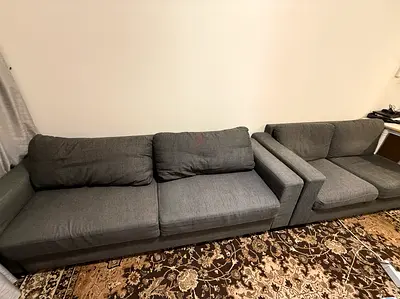 3-Seater Sofa Bed & 2-Seater Grey Fabric Sofa - Good Condition