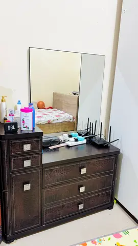 Modern Dark Brown Dresser with Mirror