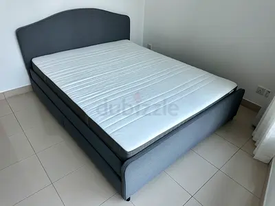 Queen Double Bed (160×200) + high quality matress + 2 Storage Drawers in excellent condition