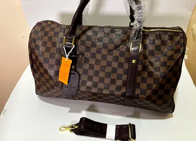Lv Brown Checkered Duffel Bag with Removable Strap OFFER !