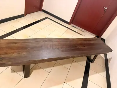 Marina Solid Wood Bench with Metal Legs - Long Live Edge Style