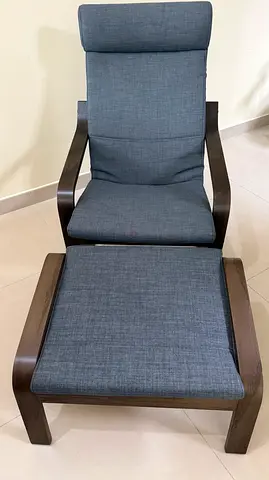 Dark Grey Fabric Lounge Chair with Wooden Frame - Comfortable Armchair