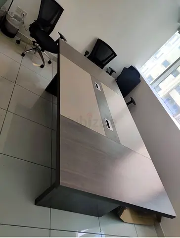 Large Modern Office Desk / Conference Table - Grey Wood Finish
