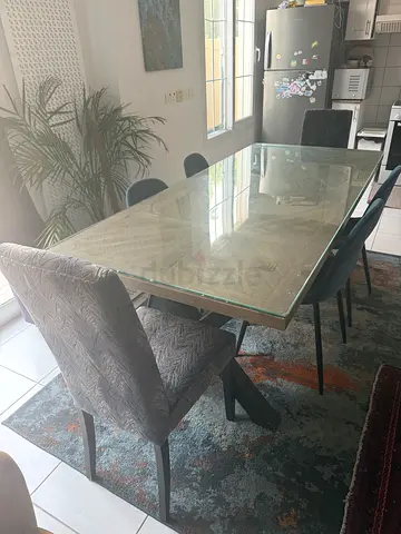 Modern Glass Top wooden Dining Table from Maison du Monde