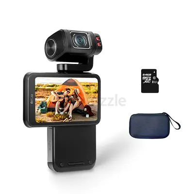 Compact 5K Action Camera with Flip Screen + 64GB Card & Case