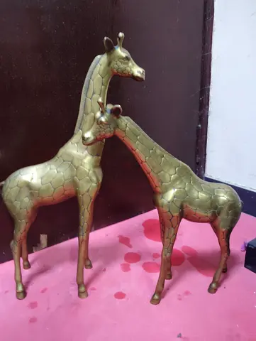 Pair of Vintage Brass Giraffe Figurines