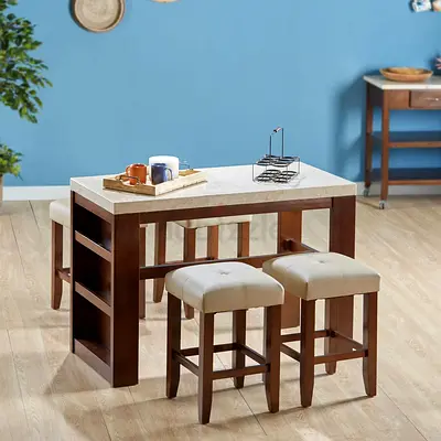 Ken 4-Seater Kitchen Island with Stools