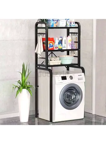Over-the-Washer Storage Shelf - 3-Tier Laundry Organizer (Black)