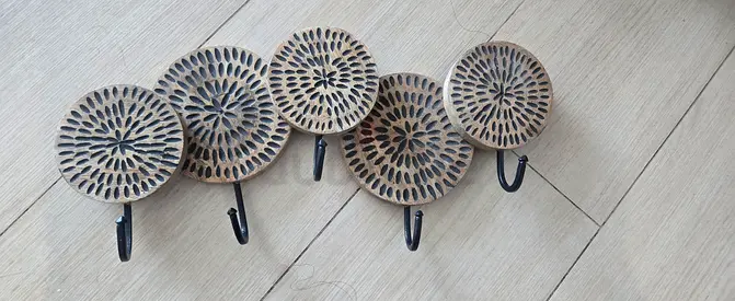 Wooden Decorative Wall Hooks — Set of 5