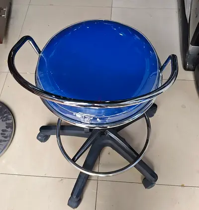 Adjustable Blue Swivel Bar/Counter Stool on Wheels