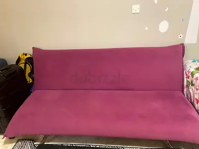 Pink Convertible Sofa Bed - Compact 3-Seater