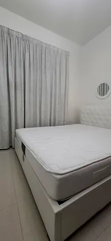 King Size Upholstered Storage Bed + Mattress – White – Excellent Condition